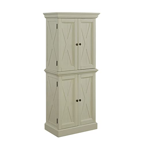 Home Styles Seaside Lodge Hand Rubbed White Kitchen Pantry with Two Upper and Two Lower Storage Cabinets Home Styles Seaside Lodge Hand Rubbed White Kitchen Pantry with Two Upper and Two Lower Storage Cabinets