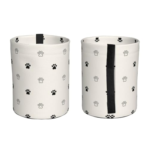 Image of Small Car Trash Can, Beige Dog Paw Design Hanging Foldable Car Trash Bag, Waterproof Leakproof Garbage Bin, Car Interior Organizer Accessories