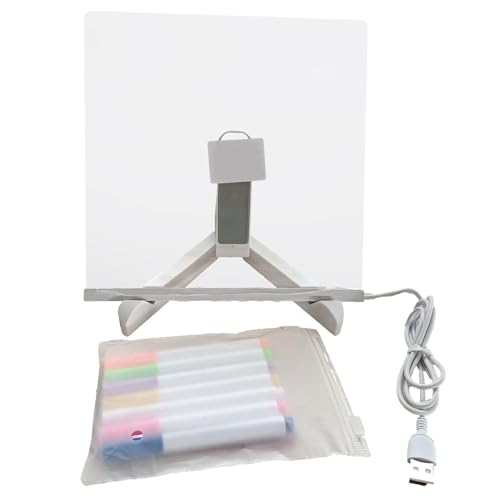 Cuadro Acrílico Borrable - Cuadro Luminoso LED Transparente, Panel Acrílico De Escritura Reutilizable, Pantalla De Marcador Ajustable, Mensaje Transparente Para | Sala De C