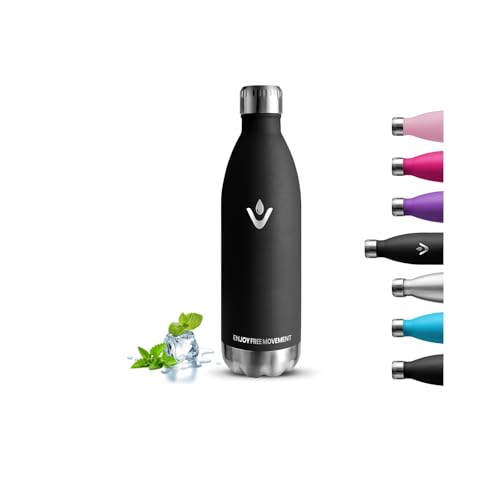 Borraccia Termica, Borraccia 1 litro, Senza BPA, Borraccie Acciaio Inox, Senza Perdite, Borracce Termiche, Isolato Sottovuoto, Bottiglie Metallo, Facile da Trasportare, per Sport, Campeggio, Fitness