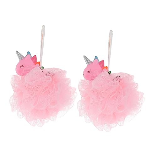 LIFKOME 2Pcs Unicorn Bath Mesh Balls Bath Scrubber Loofahs for Gentle Exfoliation Safe Skin Friendly for Present for Birthdays and Holidays