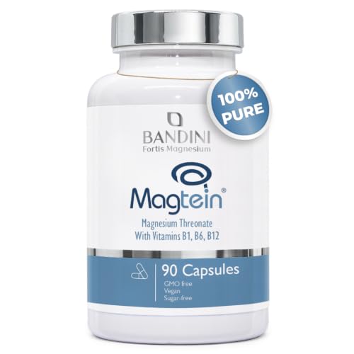 Bandini Magnesium L-Threonate Magtein | High Strength Magnesium L Threonate 2000mg per Serving with Vitamins B1 B6 and B12 | 90 Vegan Capsules | High Absorption for Cognitive Function Support