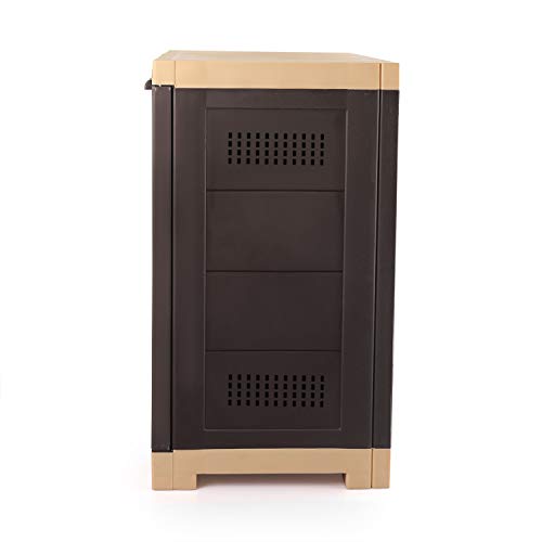 Image of Cello Novelty Compact Plastic Cabinet with Dustproof Doors| 3 Year Warranty | Almirah, Cupboard, Wardrobe for Home, Living Room, Bedroom, Kitchen, Office, Outdoor| Brown & Beige Colour