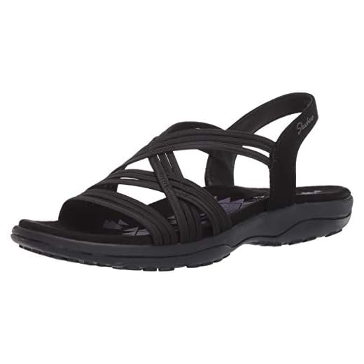 Skechers Reggae Slim Simply Stretch, Sandalia Mujer, Black Gore, 36 EU