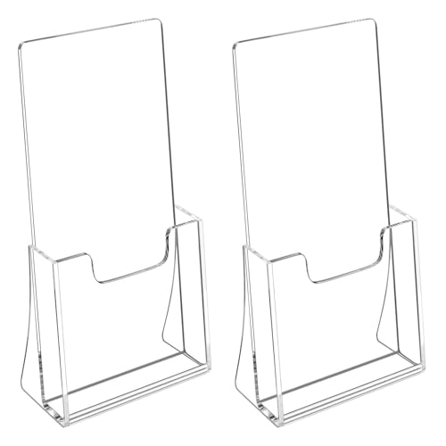 Duronge 2 Pezzi Espositore da Tavolo, Espositore in Acrilico Trasparente, 11.1 x 20.8 cm Espositore Brochure da Tavolo, per Ufficio, Hotel, Ristorante