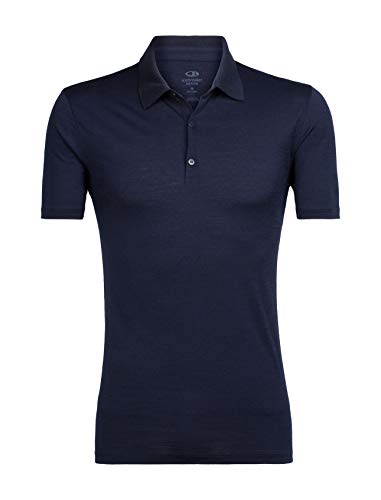 Icebreaker Merino Men's Tech Lite Short Sleeve Polo, Midnight Navy, Small
