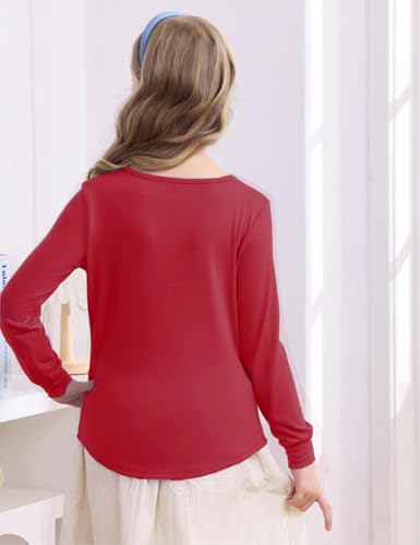 Image of Vivitulip Girl's Basic Long Sleeve Crew Neck T-Shirts Casual Smocked Cute Tunic Tops