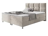 Mirjan24 Boxspringbett Evan mit Zwei Bettkästen, Bonellfederkernmatratzen + Schaumstoff und Topper, Kopfteil gesteppt und gepolstert, Continentalbett, Polsterbett, Ehebett (Fresh 01, 180 x 200 cm)