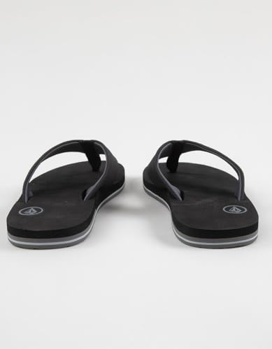 Image of Volcom Men's Victor Sandals - Water-Friendly Flip Flops With Comfort Foam Footbed, Vintage Black, 10