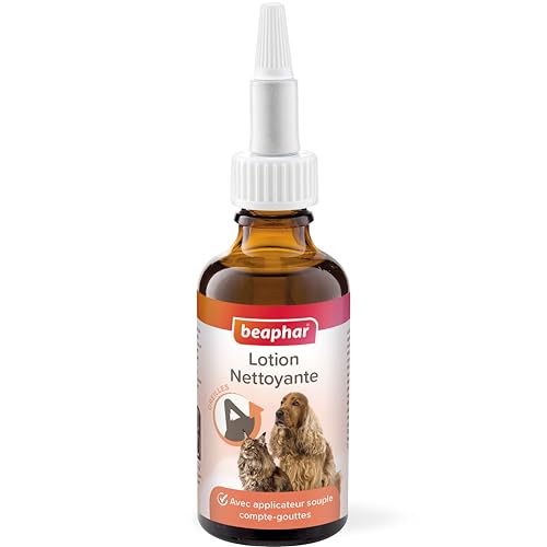 Beaphar – Lotion nettoyante pour Les Oreilles du Chien et du Chat – Permet Un Nettoyage en Douceur – Applicateur Souple – Système Compte-Gouttes – Pratique et Facile à Utiliser – 50 ML