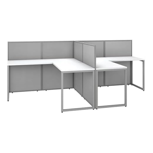 Bush Business Furniture Easy Office 2 Person L Shaped Cubicle Desk Workstation, 60W x 45H, Pure White