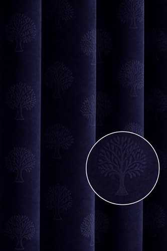 Image of Velvet Window Curtains 5 Feet Set of 2 | Solid |Thermal Insulated Parda |Eyelet Ring Curtain for Living Room, Bedroom & Study|(152 x 152 cm)|Perfect for Home Decor (Navy Blue, 5)