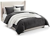 UGG Full/Queen Comforter Set 5 Piece Bed in a Bag with Throw Blanket, Decorative Pillow, Shams, Reversible Hypoallergenic Washable Luxury Warm Fluffy Bedding Set, Charcoal Grey (Remina)