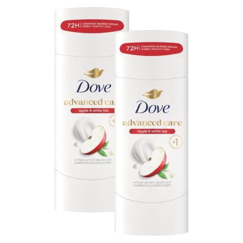 Dove Advanced Care Antiperspirant Deodorant Stick to Help Repair Skin Barrier After Shaving, Apple &amp; White Tea with 72-hour Sweat &amp; Odor Protection, 2.6 oz (Pack of 2)