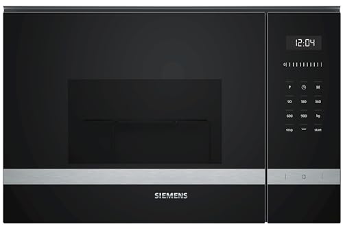 Siemens - Microondas Integrable IQ500, 60 cm, cookControl, Función grill, 5 Niveles de Potencia, Control Táctil, 900W, Negro, BE555LMS0