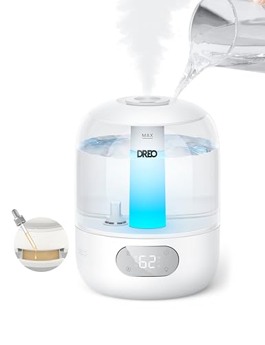 Dreo 3L Humidificador Bebés Silencioso 26dB para Dormitorio, Niebla Fría Ultrasónica, Boquilla 360°, 30h Autonomía, Luz Ambiental, Difusor Aceites Esenciales, para Hogar, Blanco Dreo 3L Humidificador Bebés Silencioso 26dB para Dormitorio, Niebla Fría Ultrasónica, Boquilla 360°, 30h Autonomía, Luz Ambiental, Difusor Aceites Esenciales, para Hogar, Blanco