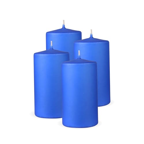 HS Candle Stumpenkerzen 4er Pack 'Dunkelblau', Größe Ø7 x 12 cm,...