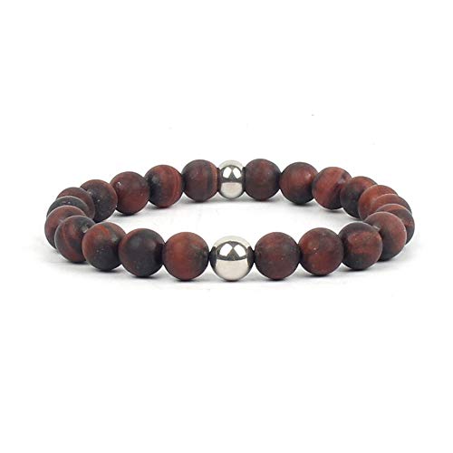 Bracelet en perles de pierre rouge naturelle mate, des ornements simples et élégants