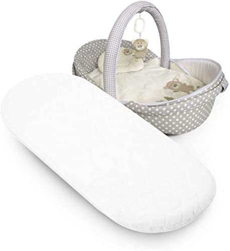 Matelas pour landau - Imperméable et hypoallergénique - De forme ovale - Convient pour les mamans et les papas - Panier de voyage pour bébé - Parfait pour berceau et berceau (70 x 30 x 4 cm)