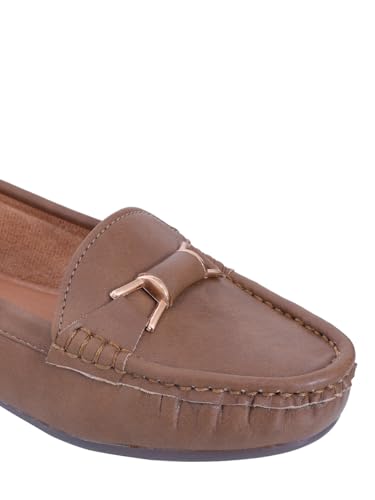 Image of Pluxh Women's Elegant Ballet Flats with Metal Accent | Soft Comfort Slip-On Shoes | Lightweight Everyday Footwear | Flexible Grip Sole | Office, Casual & Work Wear
