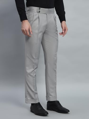 Image of Gurkha Pants for Men | Trouser for Men | Formal Pant | Double Button | Regular Fit Trouser High Waist Pleated Casual Trousers | Straight Leg Pants for Office Smart Casual Travel Party