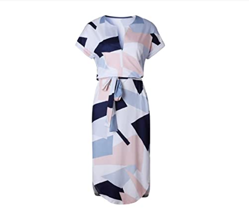 Quenny Geometric Square Print Skirt, Generous Women's Dress