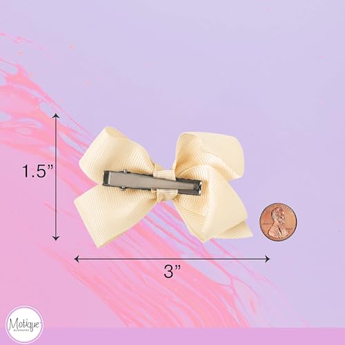 Image of Small Solid Bow for Girls - Set of 12 (Ivory)