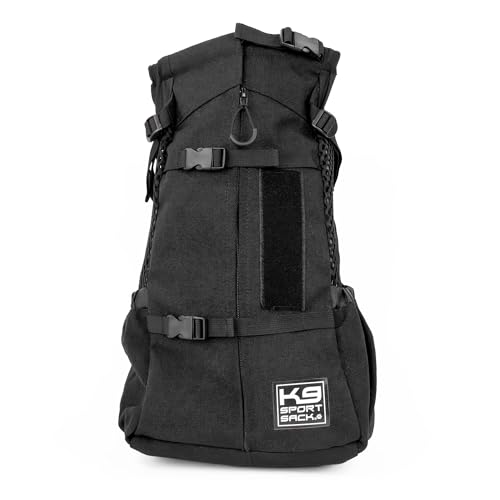 K9 Sport Sack Air 2 - Medium Jet Black - Ideal for Dogs with 17-19 Back Length - Durable Breathable Backpack-Style Carrier - Perfect for Walks Short Hikes & Public Transportation