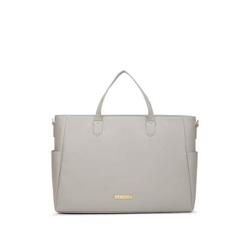 Caprese Bow 15.6 Inch Large Laptop Bag for Women with Adjustable & Detachable Straps | Stylish, Durable, and Spacious with Multiple Compartments for Work, Travel, and Everyday Use (Dark Beige)