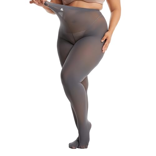 Image of Frola Plus Size Tights for Women Semi Opaque Control Top High Waist Stockings 60 Denier Women's Pantyhose 2X 3X 4X 5X