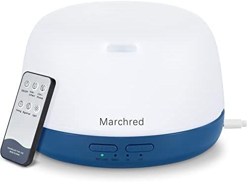 Marchred 300ML Small Aromatherapy Essential Oil Diffusers for Home with USB C Cable, 7 Color Changing Light,Remote Control, Mini Air Cool Mist Scent Humidifier for Bedroom Office,Dark Blue