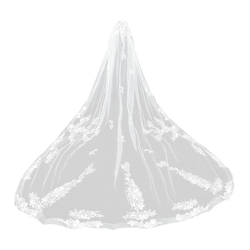 Voile de mariée long pour mariage romantique en tulle floral 355 cm