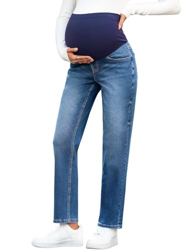 BLENCOT Maternity Jeans for Women - Straight Leg Denim