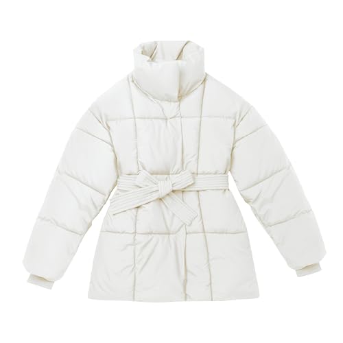 Parka coupe-vent avec poches et manteau hiver femme : doudoune légère ceinturée