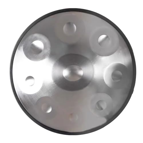 Handpan Drum 22in Instrumento en Re menor 9 Notas Plata