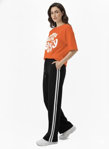 Image of EHA Women Co-ord Set for Girls | Stylish Two Piece Dress with Oversize Tshirt & High Waist Jogger|Trendy Cotton Blend Track Suit Set for Women | Casual /Travel & Lounge Wear Outfits