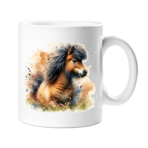 Stag Gallery Shetland Pony Horse Watercolour Splash Effect Gift 10oz Ceramic Mug Artistic Colourful Coffee Tee
