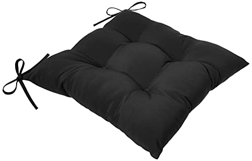 Pillow Perfect Fresco Solid Indoor/Outdoor Wicker Patio Seat Cushion Reversible, Weather And Fade Resistant, Square Corner - 18.5" X 19", Black, 2 Count #TOP9