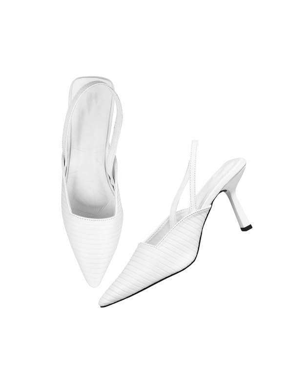 Image of The White Pole Women's Bellies Fashion Pointed Stiletto Heel Pump Shoes Mules for Office,Party and Formal Occasion