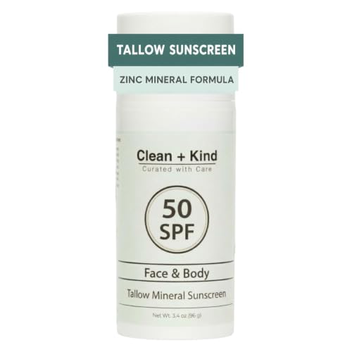 Best Sunscreen for Seniors (2026): SPF Protection Reviewed for Aging Skin 16 Clean + Kind Tallow Sunscreen SPF 50 — Travel Size Mineral Sport Sunblock, Non-Nano Zinc Oxide, Reef-Safe, 80 Min Water-Resistant Body Protection (3.4 oz)