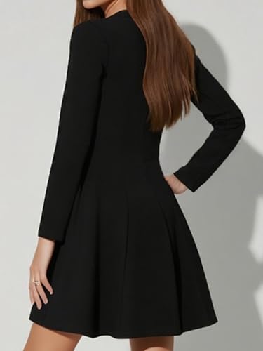 Image of YIOYOLA Womens Elegant Classy A-Line V Neck Mini Business Casual Work Dresses Party Cocktail Short Dress with Pockets