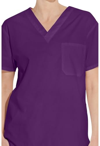 Image of Dickies EDS Signature Scrubs for Women and Scrubs for Men, Unisex One Pocket V-Neck Top in Soft Brushed Poplin 83706