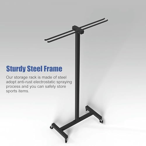 Support de sol pour raquettes de badminton stable avec panier mobile - 3