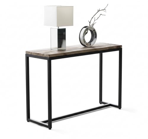Image of Solid Wood Top & Metal Frame Study Table | Wooden Study Desk | Office Table for Study Room | Office | Library | Kids Room | Living Room | Finish Color - Teak Finish |