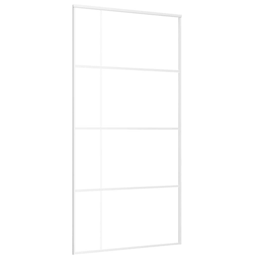 vidaXL Puerta Corredera Herrajes Entrada Corrediza Deslizante Cuarto de Baño Salón Sala de Estar Habitación ESG Vidrio y Aluminio Blanca 102,5x205 cm