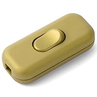 AXFEE Inline Schalter, 250V 6A Zwischenschalter Schnurschalter, Kabelschalter Wippschalter, 2-adrige und 3-adrige Zuleitungen, Schnurzwischenschalter für Lampe Kleingeräte | Gold