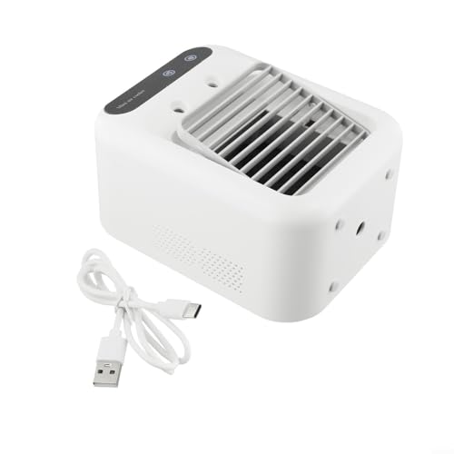 Gdfnmogo Aire acondicionado móvil para uso personal - Batería recargable por USB de 1800 mAh, tanque de agua de 500 ml, ventilador de 2 velocidades, 2 modos de niebla, silencioso 36 dB Coo