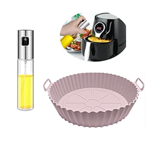Olla de Silicona para freidora de Aire, Pulverizador de aceite, (20 cm) protector para freidoras, Incluye, pulverizador aceite spray Cover