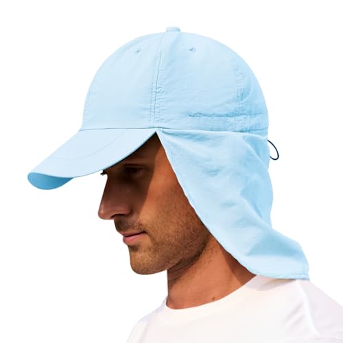 Image of American Trends Mens Sun Hat with Neck Flap, UV Protection Outdoor Flap Hat, Packable Soft Fishing Hiking Gardening Hat