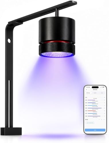 FZONE AXON 72W Reef Light Saltwater Light with APP-Controlled 8-Channel and Master-Slave Group Control Aquarium Marine led Light for SPS & LPS Corals Marine Tanks Fish Tank(Hanging Kit)